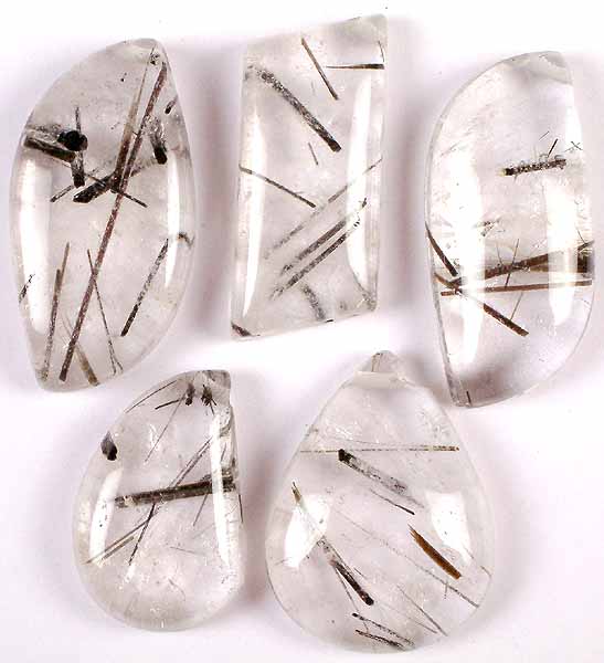 Lot of Five Rutile Side-Drilled Cabochons