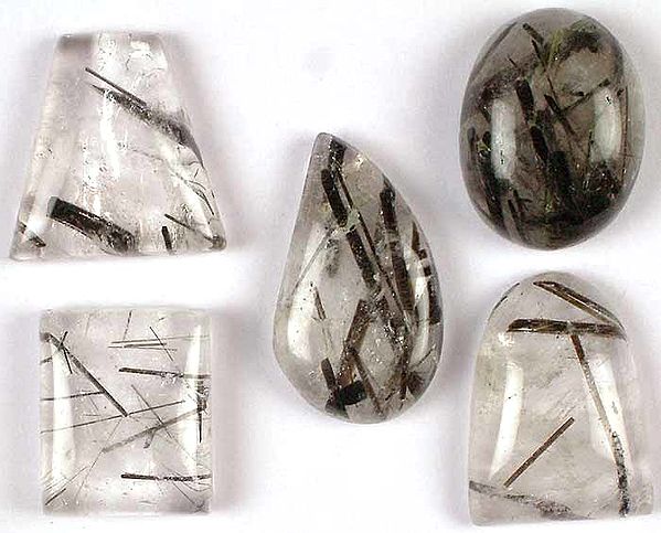 Lot of Five Rutile Undrilled Cabochons