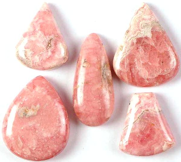Lot of Five Side-Drilled Rhodochrosite Cabochons