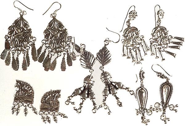 Lot of Five Sterling Earrings From Ratangarh