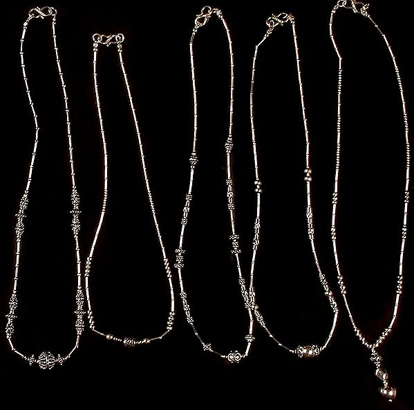 Lot of Five Sterling Rajasthani Necklaces