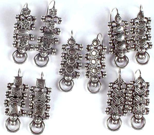 Lot of Five Sterling Ratangarhi Earrings