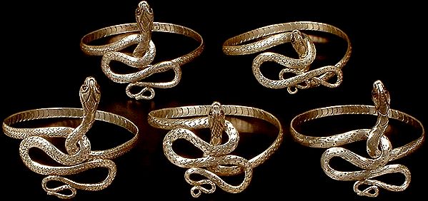 Lot of Five Sterling Serpent Armlets