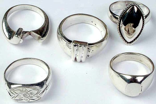 Lot of Five Sterling Silver Rings