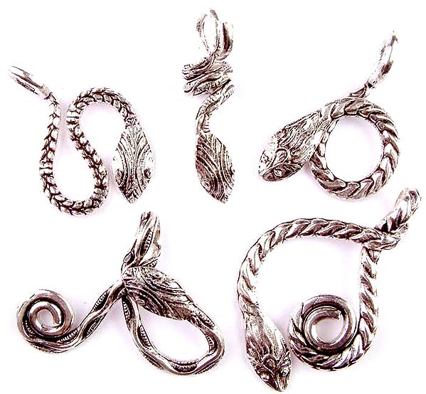 Lot of Five Sterling Silver Serpents