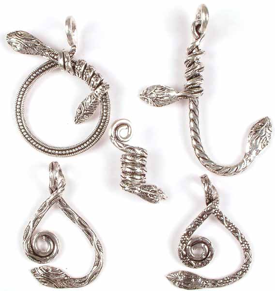Lot of Five Sterling Silver Serpents