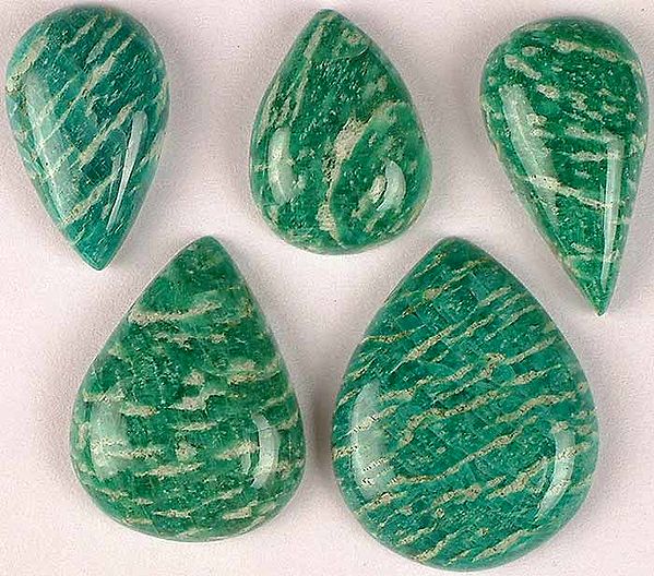 Lot of Five Tear Drop Amazonite Undrilled Cabochons