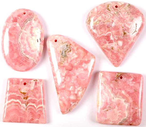 Lot of Five Top Drilled Rhodochrosite Cabochons