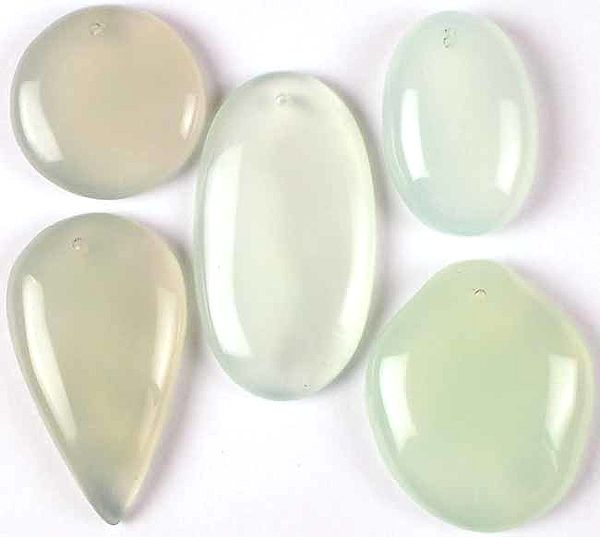 Lot of Five Top-Drilled Chalcedony Cabochons