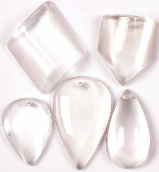 Lot of Five Top-Drilled Crystal Cabochons