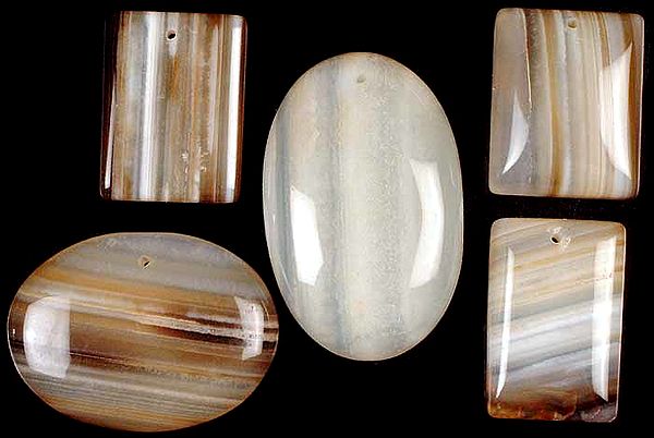Lot of Five Top-Drilled Onyx Cabochons