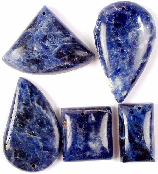 Lot of Five Top-Drilled Sodalite Cabochons