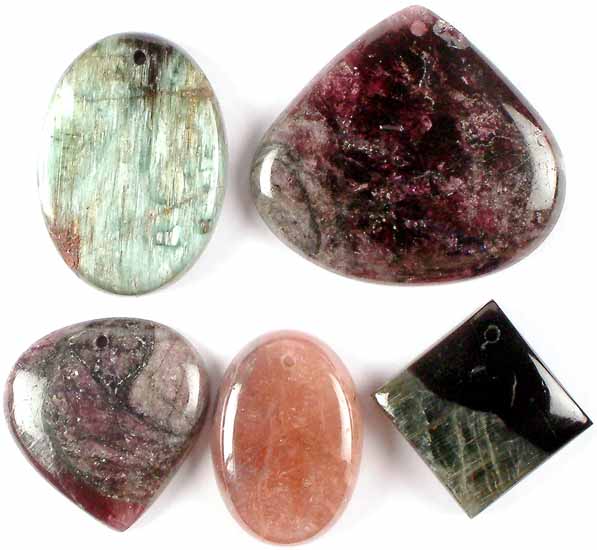 Lot of Five Top-Drilled Tourmaline Cabochons