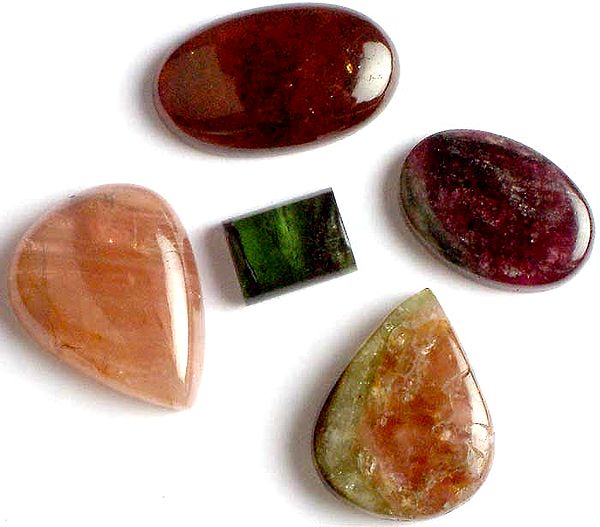 Lot of Five Tourmaline Undrilled Cabochons
