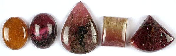 Lot of Five Tourmaline Undrilled Cabochons