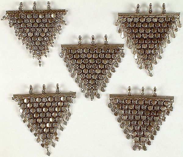 Lot of Five Triangular Pendants from Rajasthan