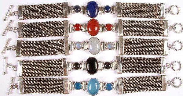 Lot of Five Triple Stone Bracelets