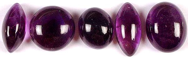 Lot of Five Undrilled Amethyst Cabochons