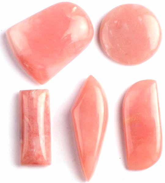 Lot of Five Undrilled Pink Opal Cabochons