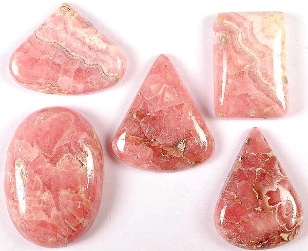 Lot of Five Undrilled Rhodochrosite Cabochons