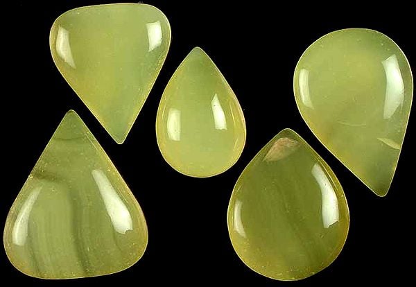 Lot Of Five Yellow Chalcedony Cabochons