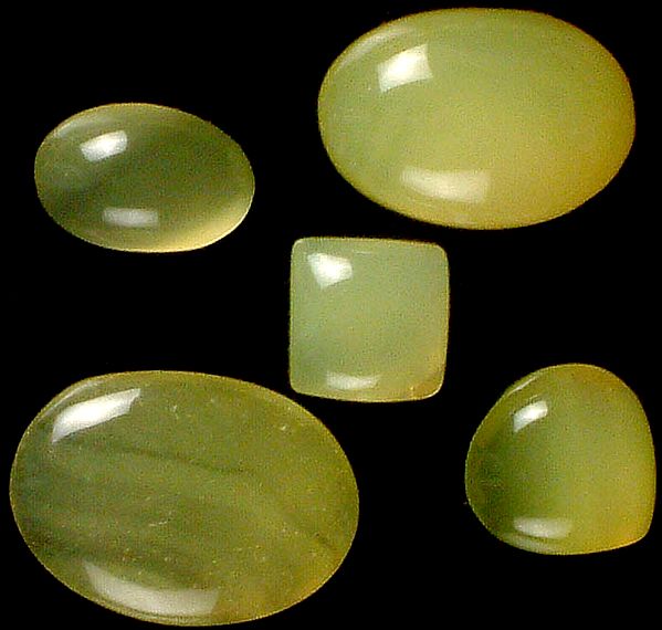 Lot of Five Yellow Chalcedony Cabochons