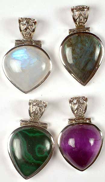 Lot of Four Gemstone Inverted Tear Drops