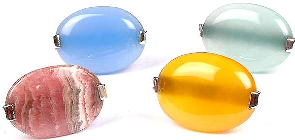 Lot of Four Oval Gemstone Rings