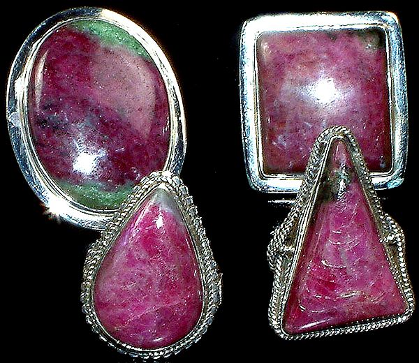 Lot of Four Ruby Zoisite Rings