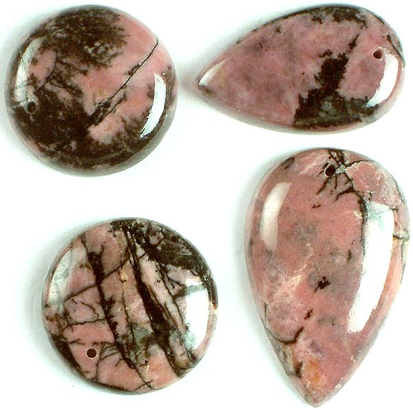 Lot of Four Top-Drilled Rhodochrosite Cabochons