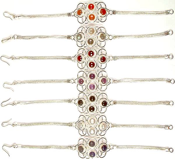 Lot of Seven Gemstone Bracelets<br>(Carnelian, Labradorite, Garnet, Amethyst, Black Onyx, Pearl & Lapis Lazuli)