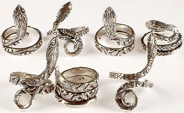 Lot of Seven Sterling Serpent Rings