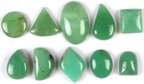 Lot of Ten Chrysoprase Undrilled Cabochons