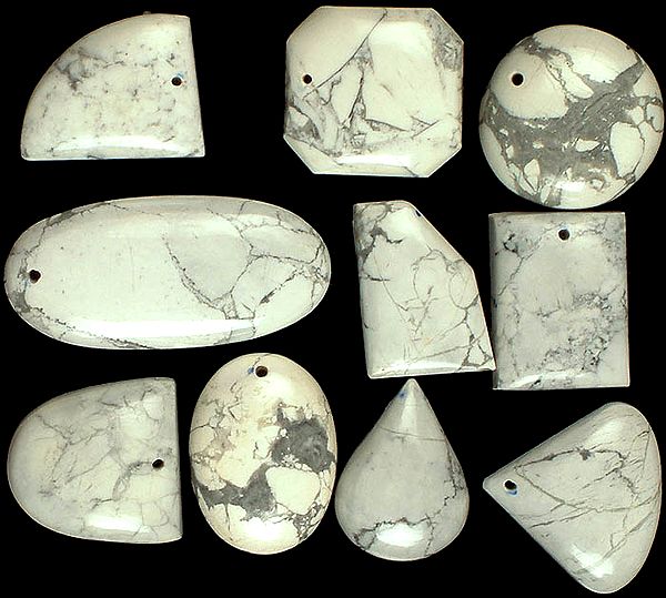 Lot of Ten Drilled Dendrite Opal Cabochons