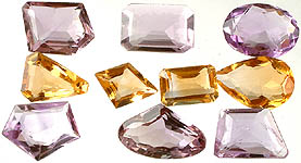 Lot of Ten Faceted Amethysts with Citrines