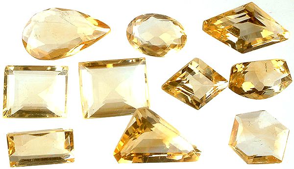 Lot of Ten Faceted Citrines
