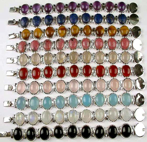 Lot of Ten Gemstone Bracelets