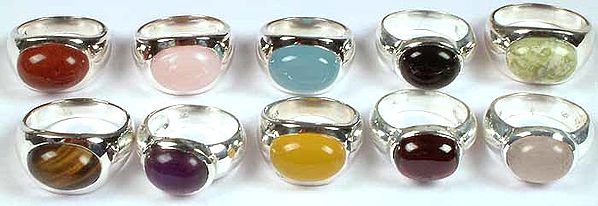 Lot of Ten Gemstone Rings