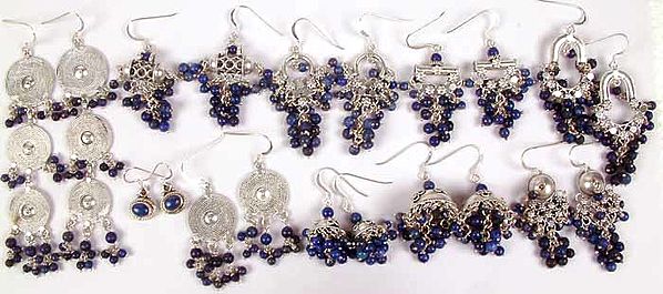 Lot of Ten Lapis Lazuli Earrings