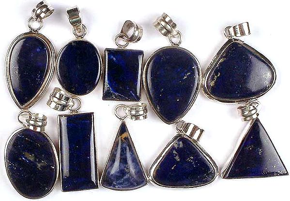 Lot of Ten Lapis Lazuli Pendants