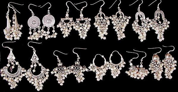 Lot of Ten Pearl Chandelier Earrings