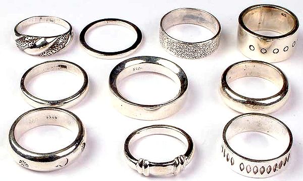 Lot of Ten Sterling Silver Rings