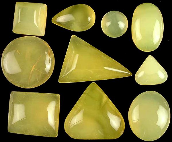 Lot of Ten Yellow Chalcedony Undrilled Cabochons