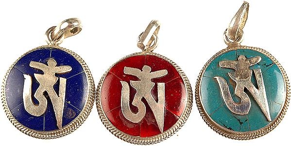 Lot of Three Tibetan Om Pendants