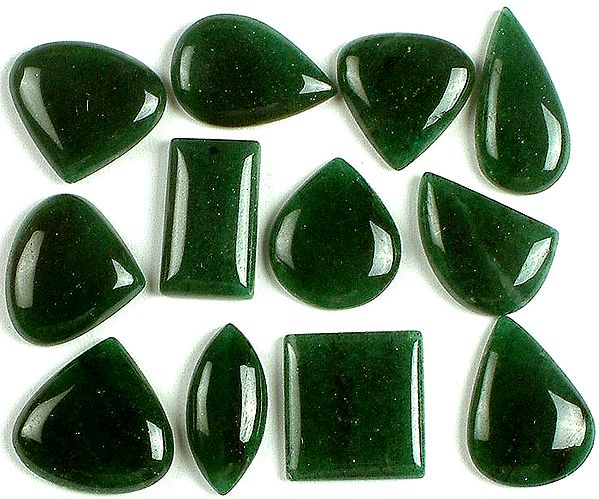 Lot of Twelve Moss Agate Undrilled Cabochons