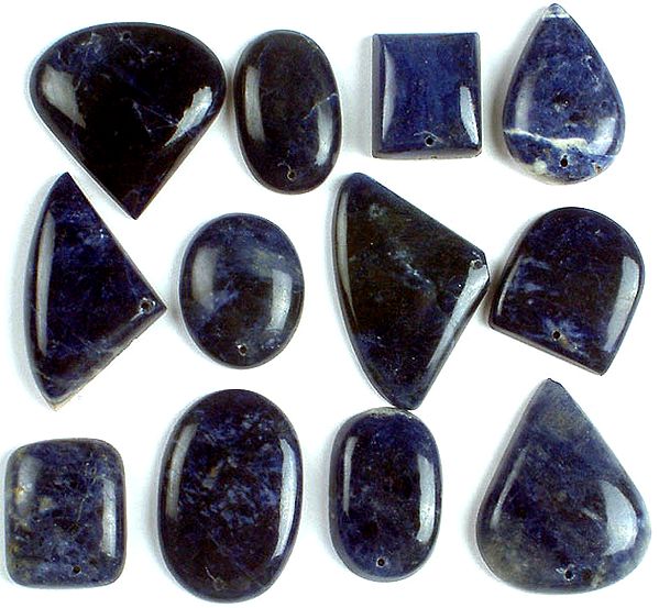 Lot of Twelve Top-Drilled Sodalite Cabochons
