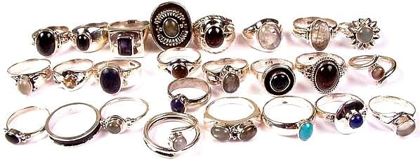 Lot of Twenty Five Gemstone Rings