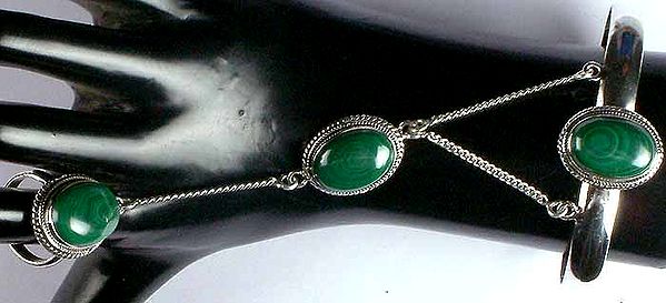 Malachite Bracelet with Attached Ring
