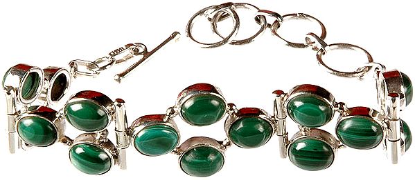 Malachite Cabochon Bracelet with Toggle Lock