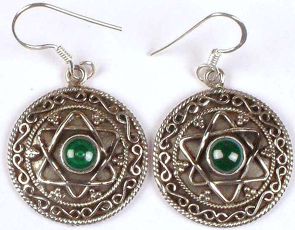 Malachite Earrings with Central Star